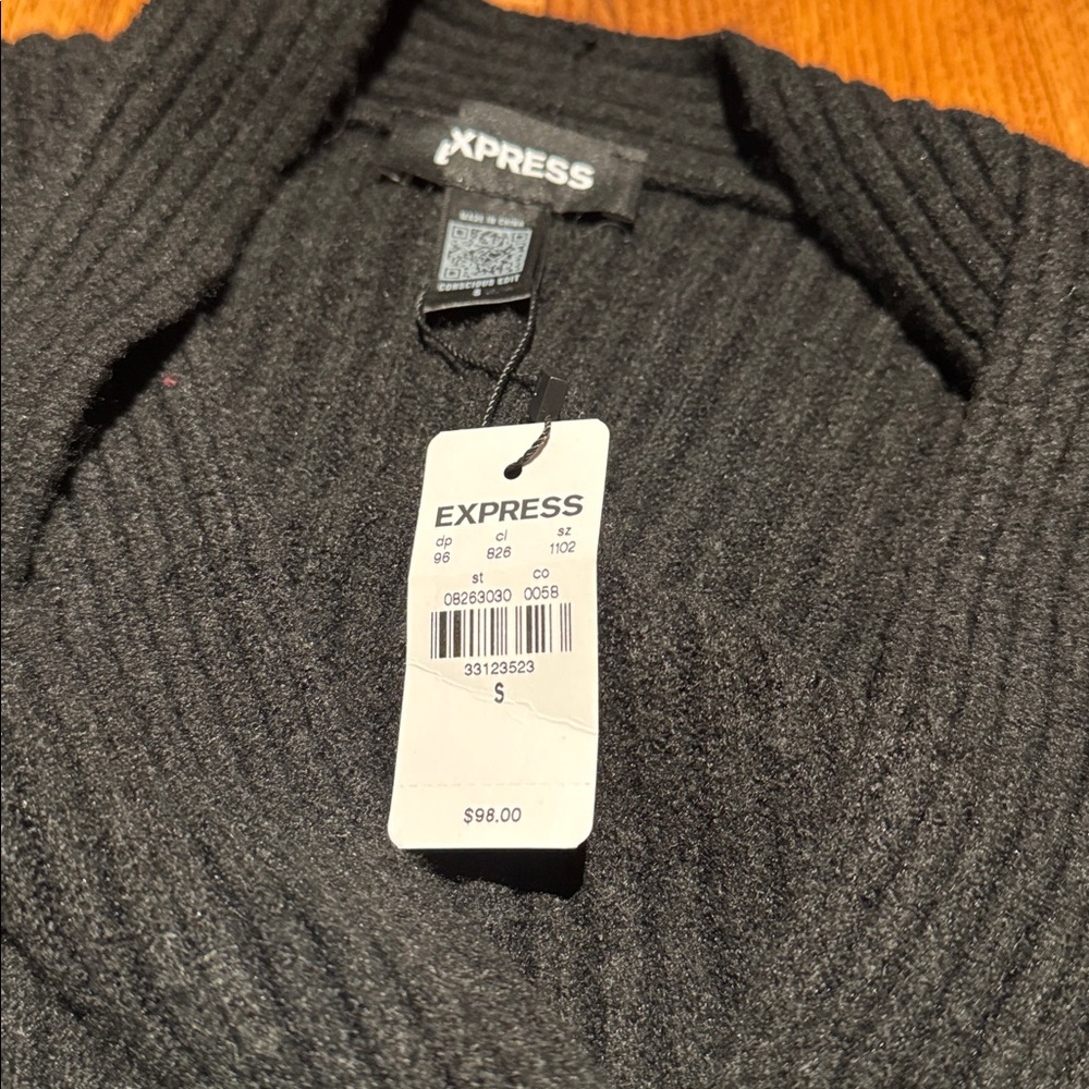 Express black Vneck Balloon Sleeve cross cross cardigan size small - Picture 6 of 6